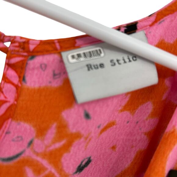 Rue Stiic Naveah Floral Jumpsuit XS Orange PInk Floral Cutout Tie Anthropologie - Picture 15 of 16